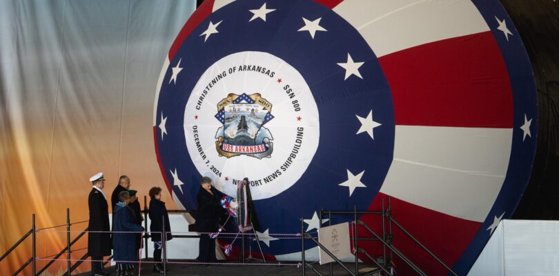 US Navy christens nuclear submarine USS Arkansas