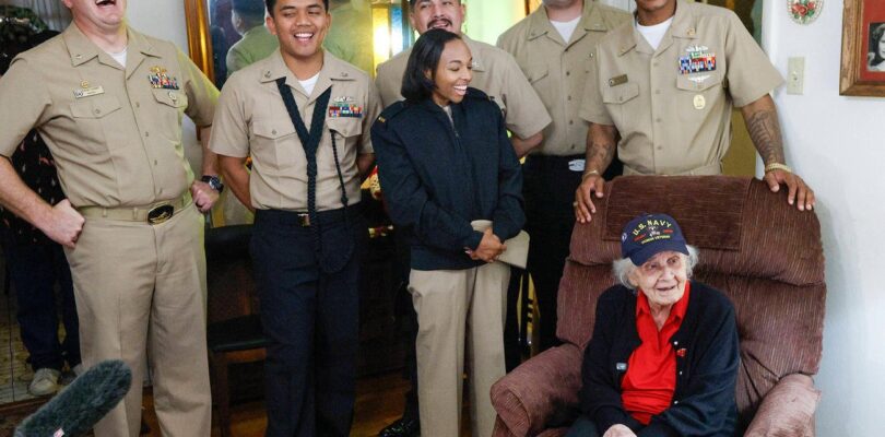 USS Fort Worth Sailors Honor WWII Vet on Her 101st Birthday